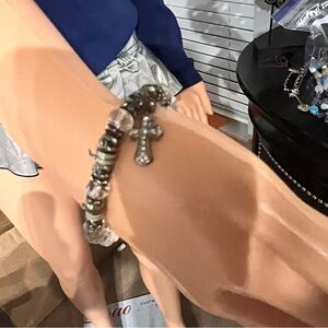 Elegant Silver Cross Charm Bracelet